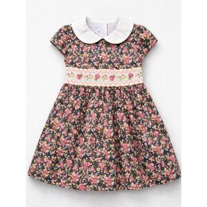 Iris & Ivy gray and pink floral smocked embroidered dress new with tags